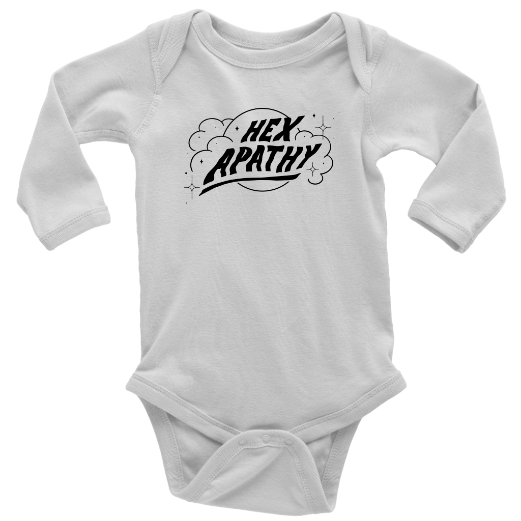 Hex Apathy Infant Long Sleeve Bodysuit - 5 Colors Available (black print)
