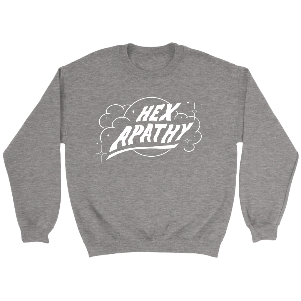 Hex Apathy Fleece Sweatshirt - 7 Colors Available (white print)