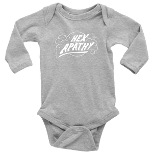 Hex Apathy Infant, Long Sleeve Bodysuit - 5 Colors Available (white print)