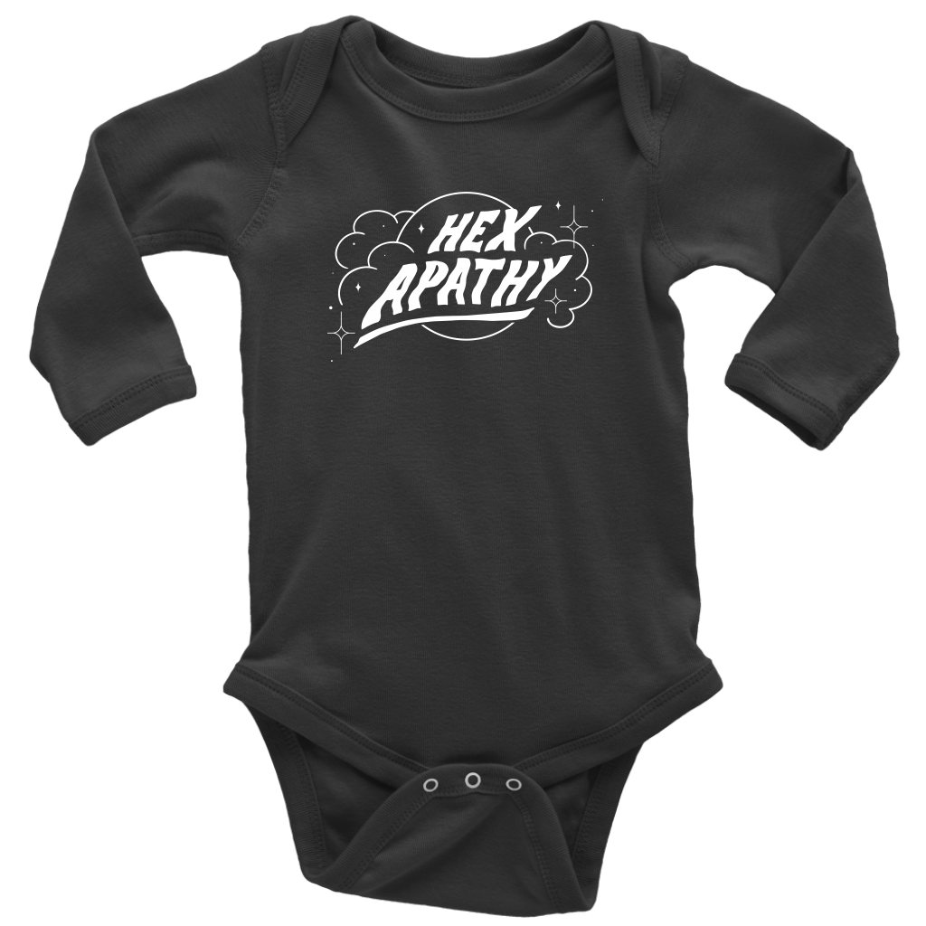 Hex Apathy Infant, Long Sleeve Bodysuit - 5 Colors Available (white print)
